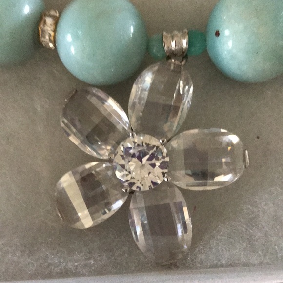 Turquoise & Rhinestone Necklace - Picture 2 of 8